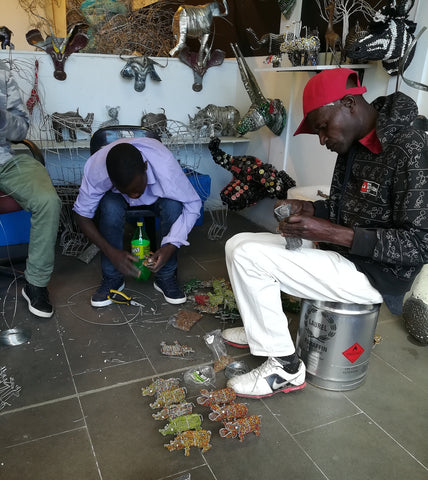 Godfrey's workshop making animals from recycled materials #Blacklivesmatter