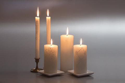 White on white candle collection