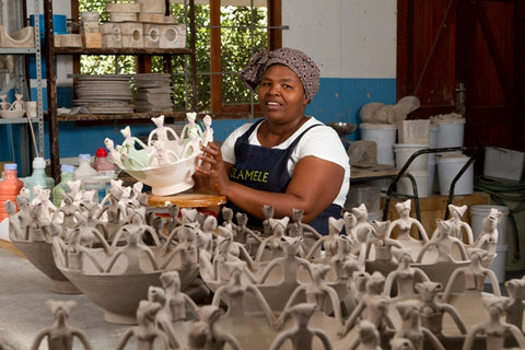 Artisan at Zizamele making friendship bowls #Blacklivesmatter