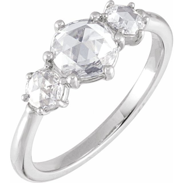 Rose-Cut Diamond Three-Stone Engagement Ring