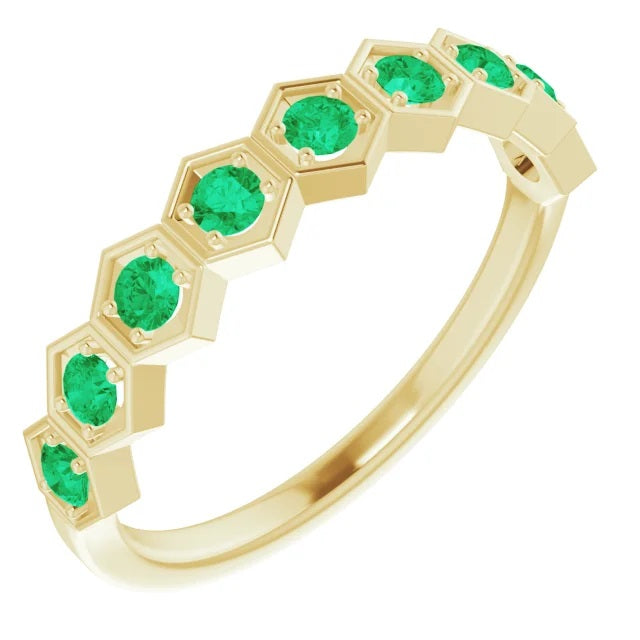 Hexagon Emerald Stackable Ring - margeaux and co product image