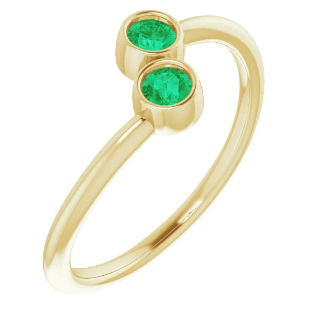 Emerald Two-Stone Stackable Ring - margeaux and co product image