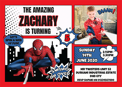 Personalised Spiderman Photo Invitations | Personal Moments