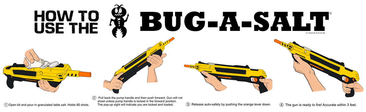 BUG-A-SALT® Original Yellow 3.0  Salt Ammo Bug-Killing Pump Gun • Showcase  US