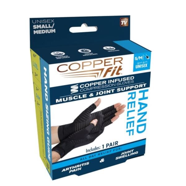 Menthol Infused Compression Gloves - All Day Relief for Arthritis Pain and  Joint Swelling (L/XL) by Copper Fit at the Vitamin Shoppe