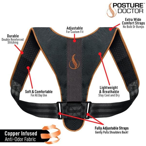 Dr. Pure Back Brace Posture Corrector for Women and Men - Adjustable Back  Support Belt Posture Corrector for Upper and Lower Back,Shoulder Support  Straightener, 34-41 inch Medium