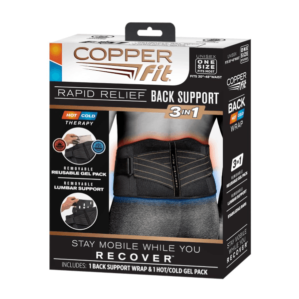 Copper Fit Unisex Adult Rapid Relief Back Support Brace w/ Hot