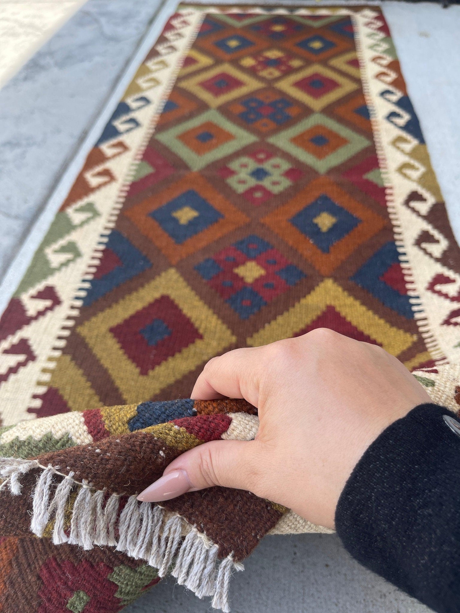 Hand Knotted Afghani Wool Baluch Runner Rug With Rug Pad 2x7 Ft