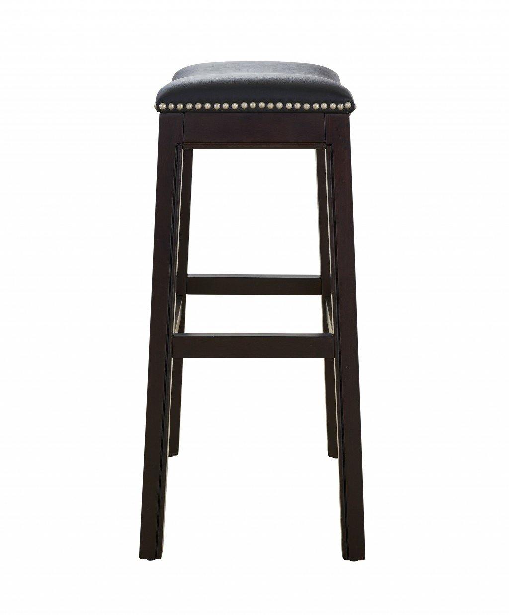 30 Espresso And Black Saddle Style Counter Height Bar Stool