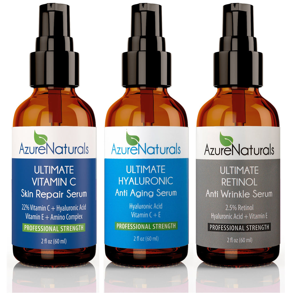 Ultimate Vitamin C Hyaluronic Retinol Three Pack Azure Naturals
