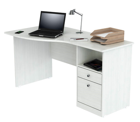 Inval Imported Wooden Modern Curved Top Computer Desk With Storage