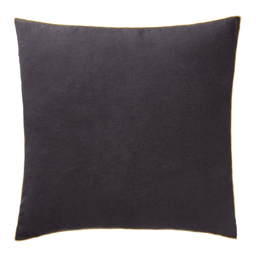 Alvalade cushion cover, dark grey & bright mustard, 100% linen