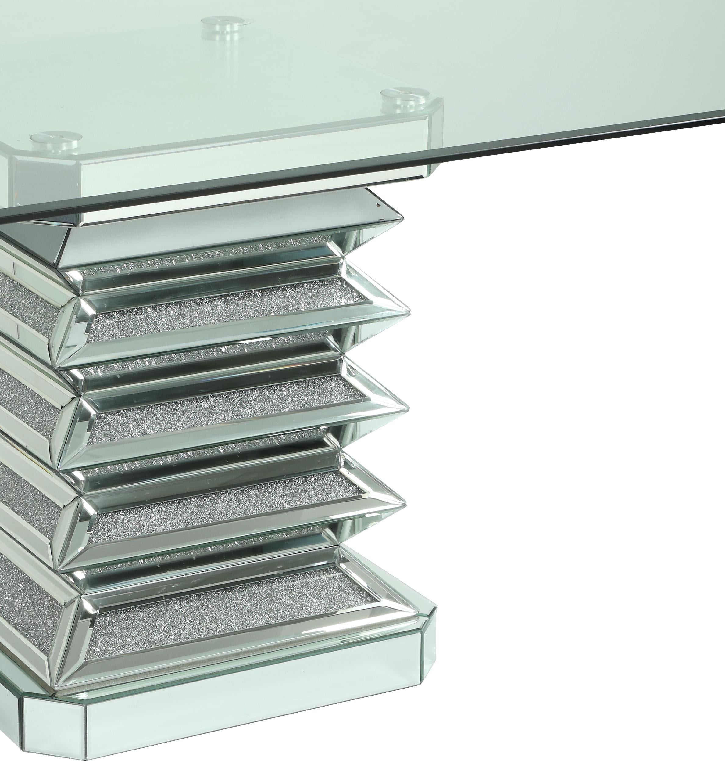 Silver and Glass Ava Dining Table with a Modern Style