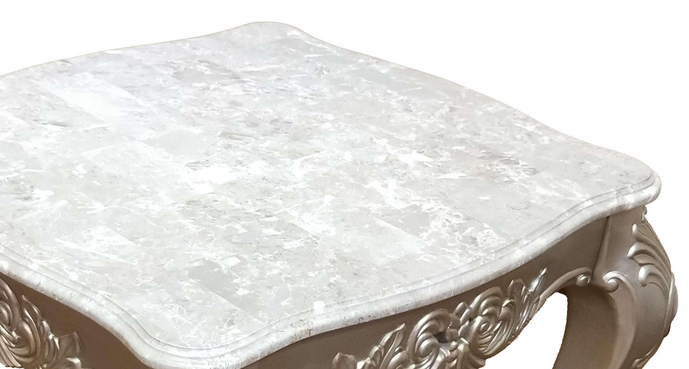 Wooden Emily End Table with a Gorgeous Champagne Finish in Transitional Style