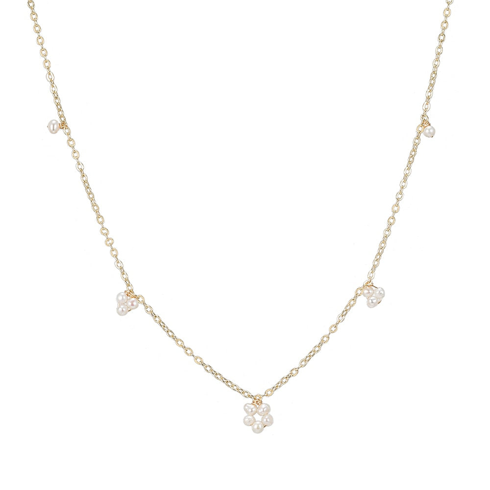 Five Pearl Necklace in Gold Plated