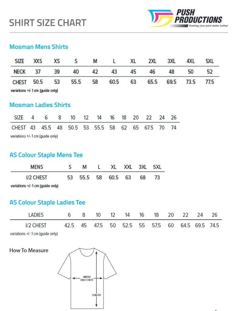 Shirt Size Chart – Push Productions