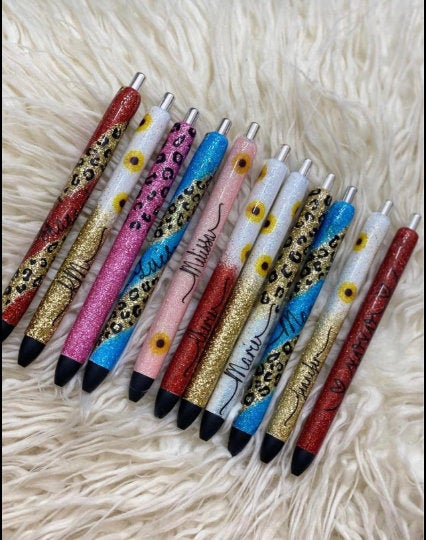 Glitter Rainbow Leopard Pen, Personalized Gel Pens