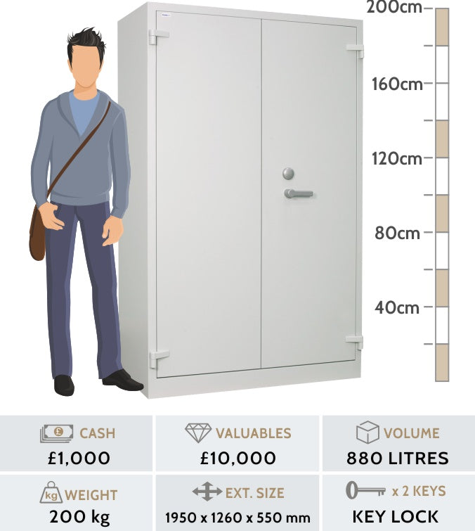 Archive Fire-Resistant Document Cabinet Size: 880K - KEY LOCK