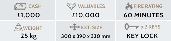 Executive Fire Resistant Safe Size: 15K - KEY LOCK