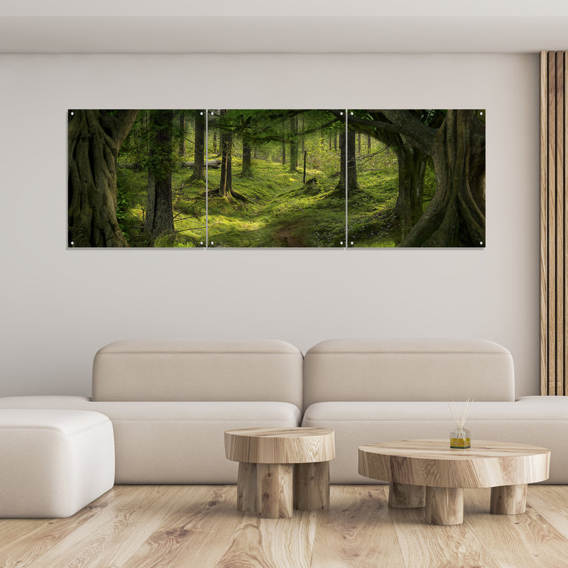 3 Panel Green Forest Wall Art
