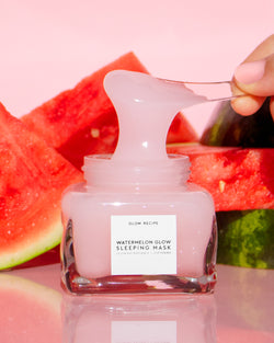 Image result for Glow Recipe Watermelon Glow Sleeping Mask Mini - Travel Size Overnight Face Mask with Hydrating Hyaluronic Acid, Exfoliating AHA + Amino Acid-Rich Watermelon Extract (30ml  1 fl oz)
