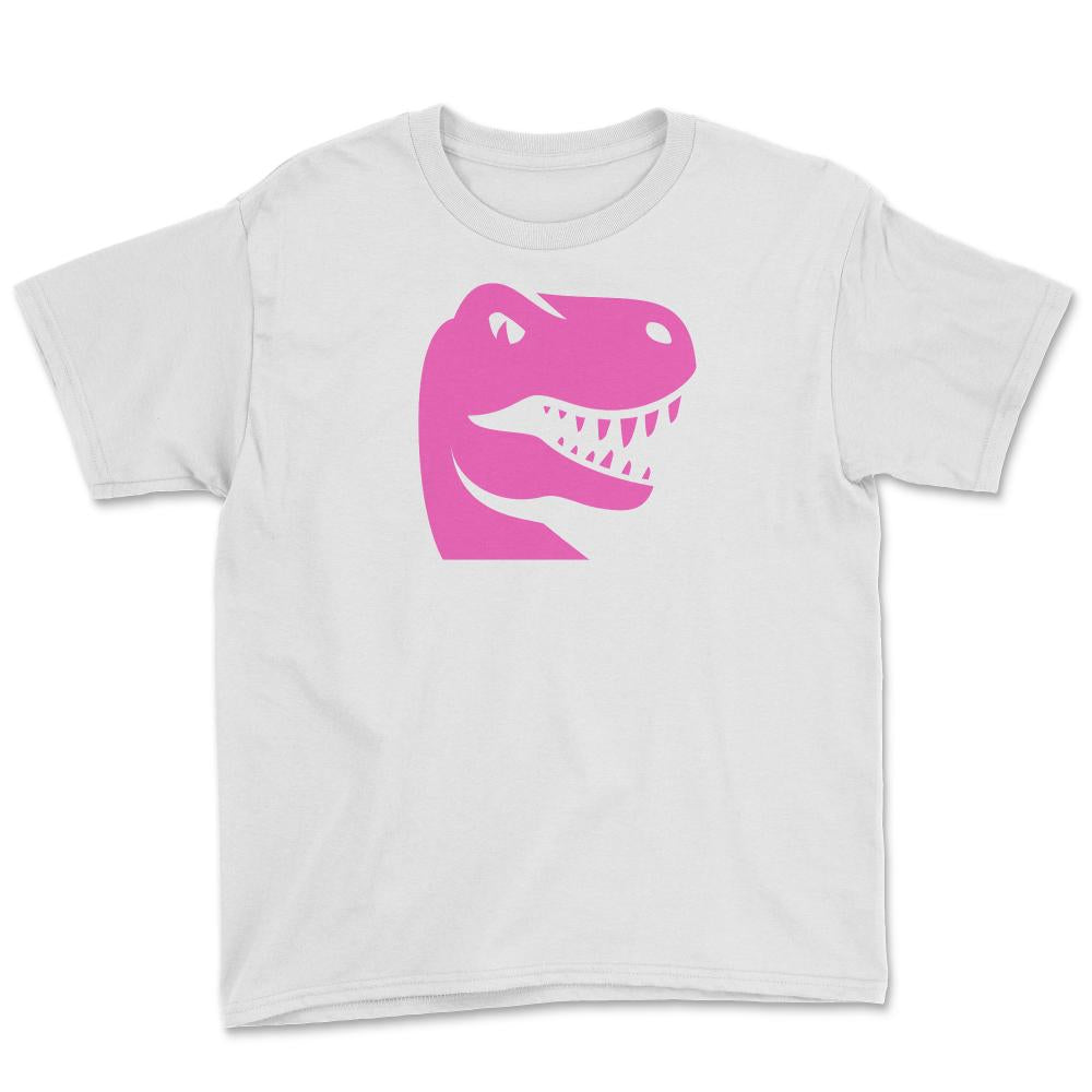 In October We Wear Pink Smiling Tyrannosaurus Youth Tee - White