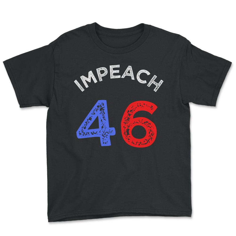 Impeach 46 Joe Biden Anti-Biden Sketch Blue Red Youth Tee - Black