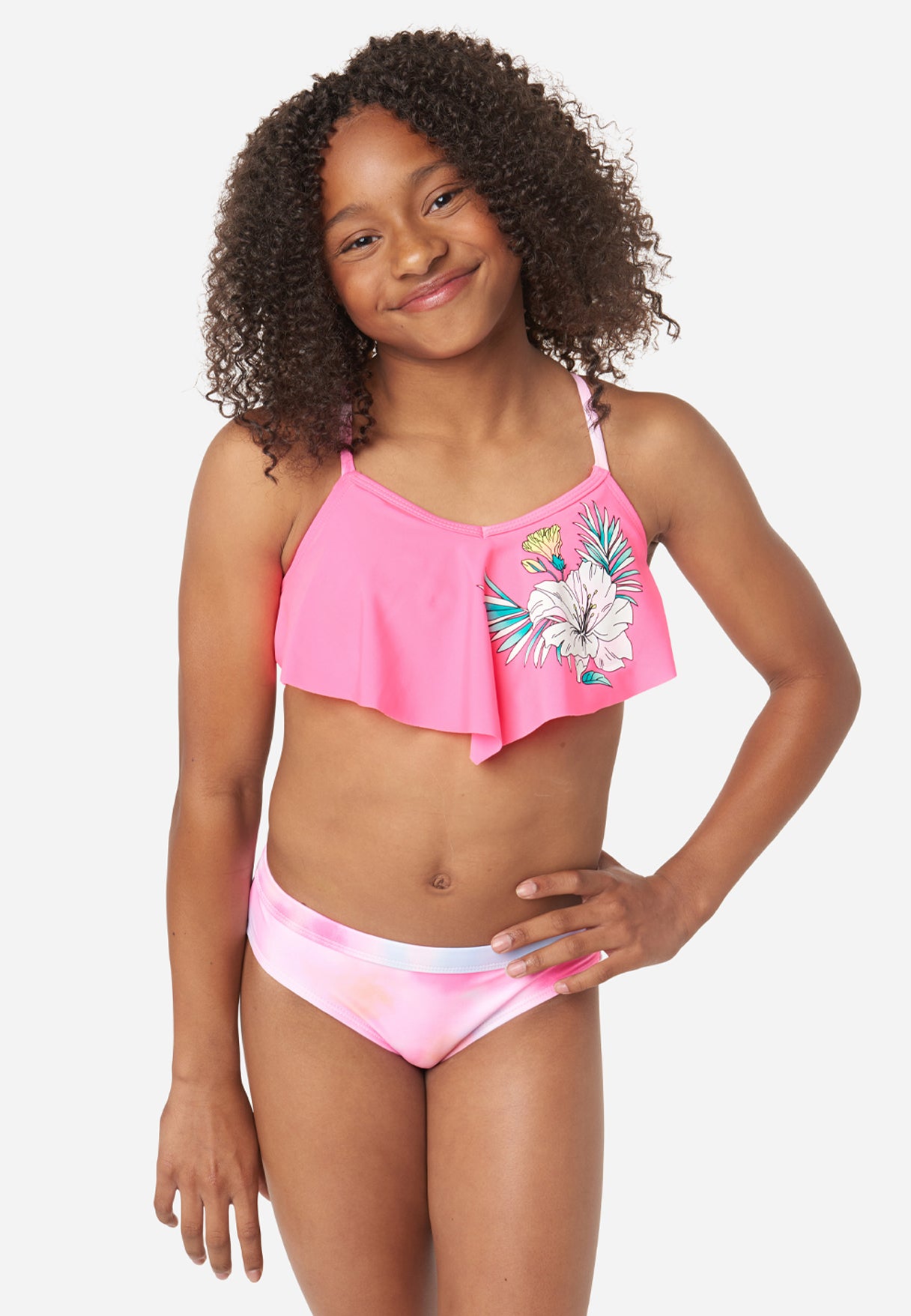 J Sport Graphic Racerback Girls Bikini Swim Set