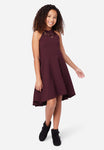 Girls High-Low-Hem Fit-and-Flare Halter Back Zipper Fitted Stretchy Dress