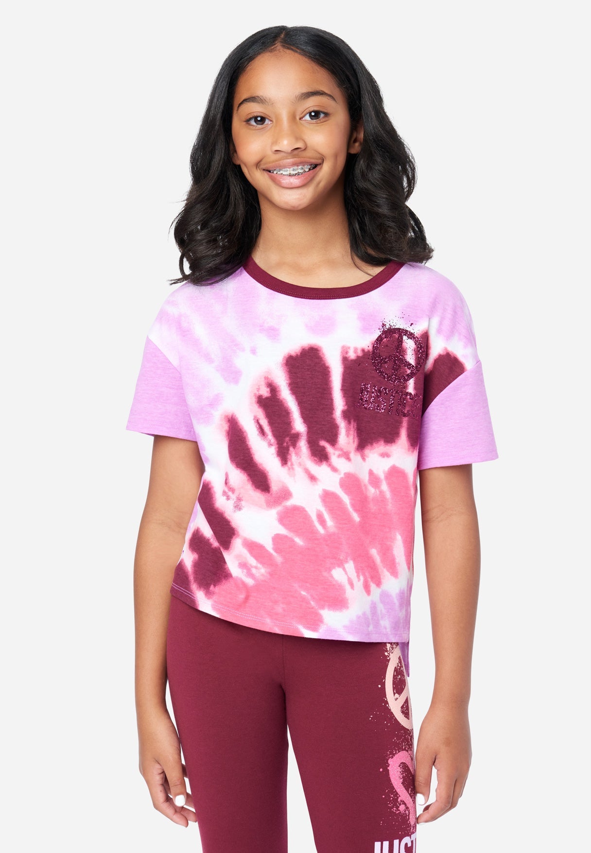 Justice Boxy Girl's Tee in Charisma Tie Dye, Size Xl Plusus (16 Plus/18 Plus)