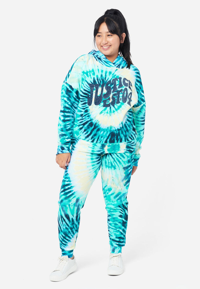 Fahrenheit Love Print Tunic Hoodie - Teal