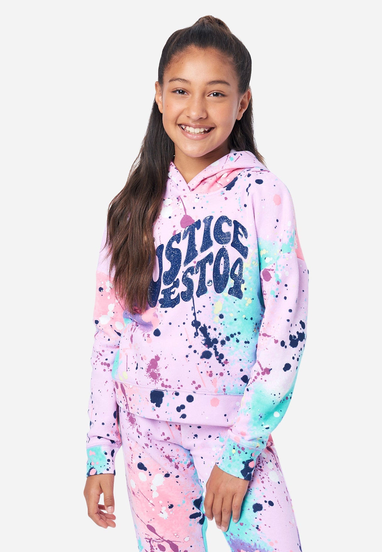 Buy Girls Fleece Hoodie // Paint Splatter Hoodie // Justice