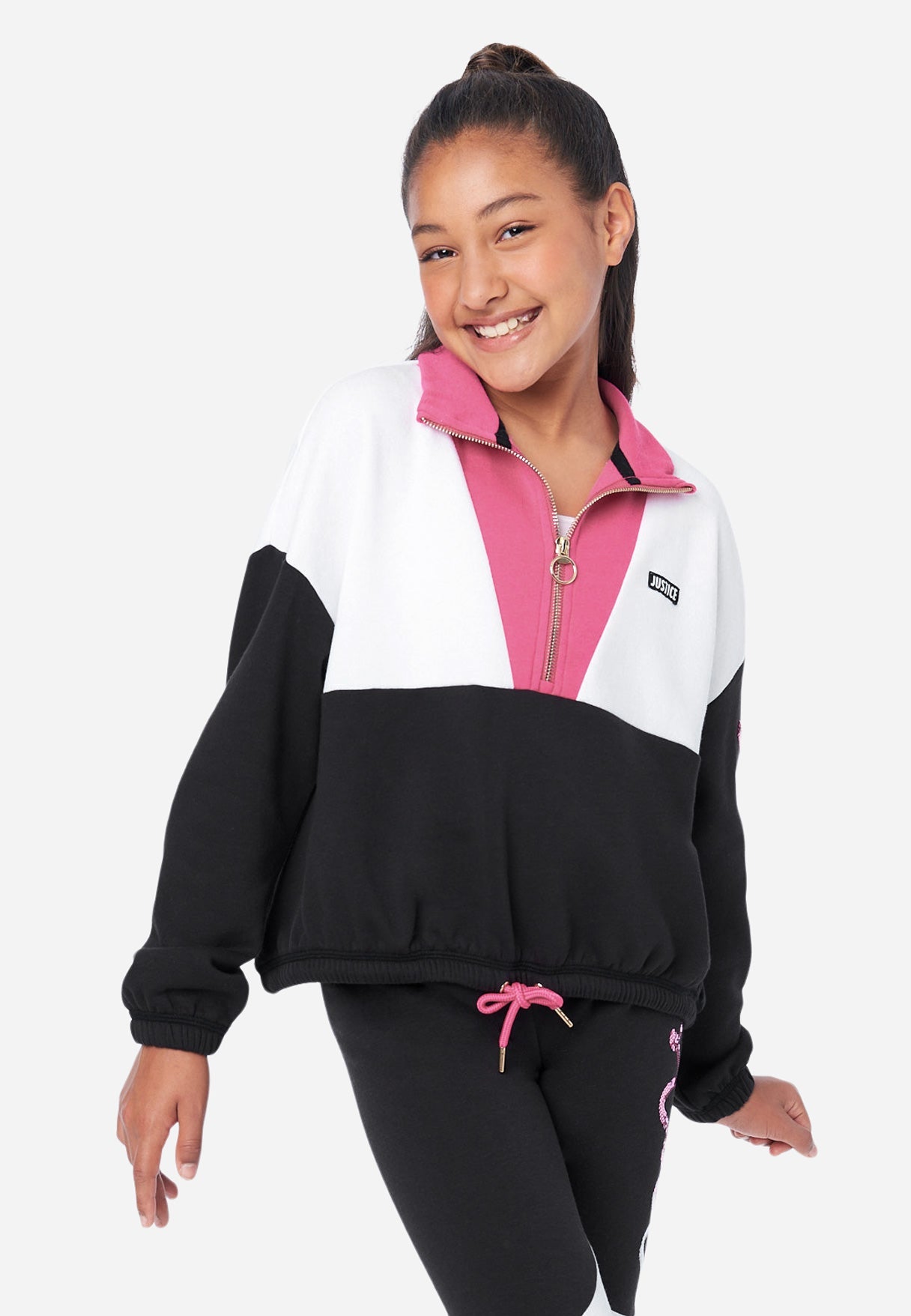 Faux Sherpa Zip-Front Girls Sweatshirt