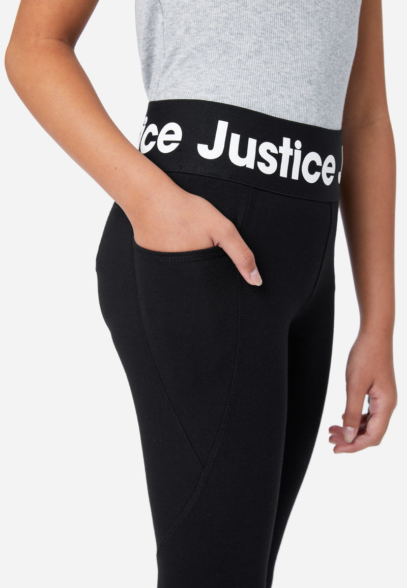 Justice Girl's J Sport X Black Stripe Active Leggings Size S (7/8) NWT