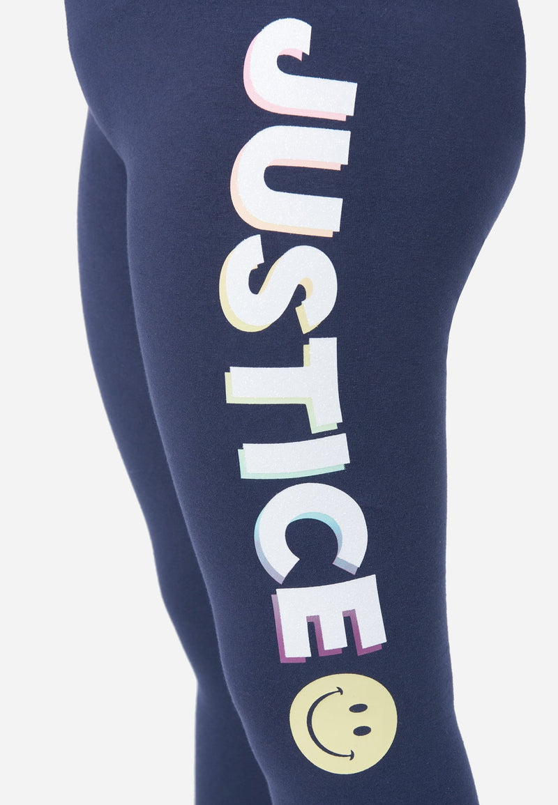 Justice Girls Sport Rainbow Stripe Black Legging sz: M (10