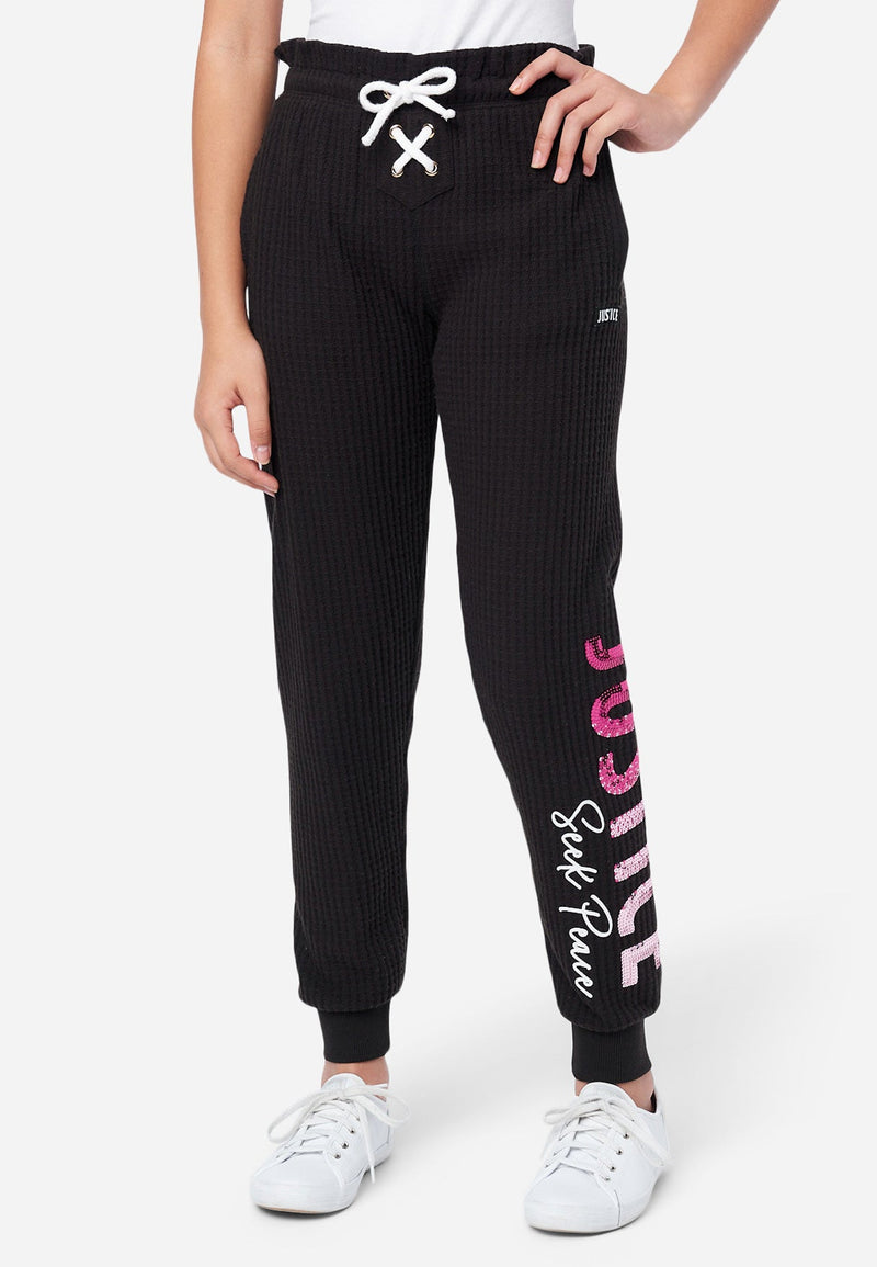 Joyspun Thermal Knit Pajama Pants Woman's L Jogger Waffle Weave Pockets  Black - Catania Gomme S.r.l.