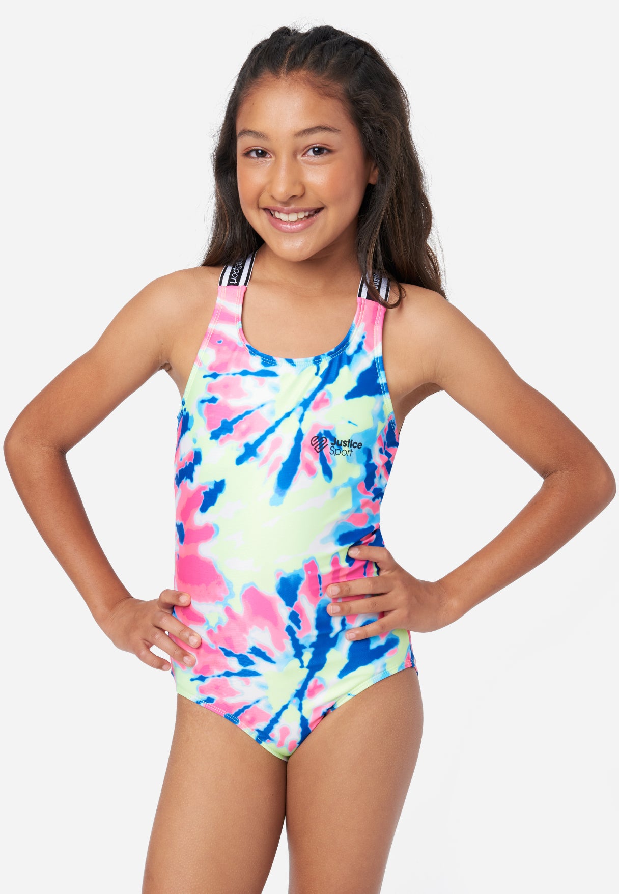 Tie-Dye Ruffle Asymmetrical Girls Bikini Swim Set