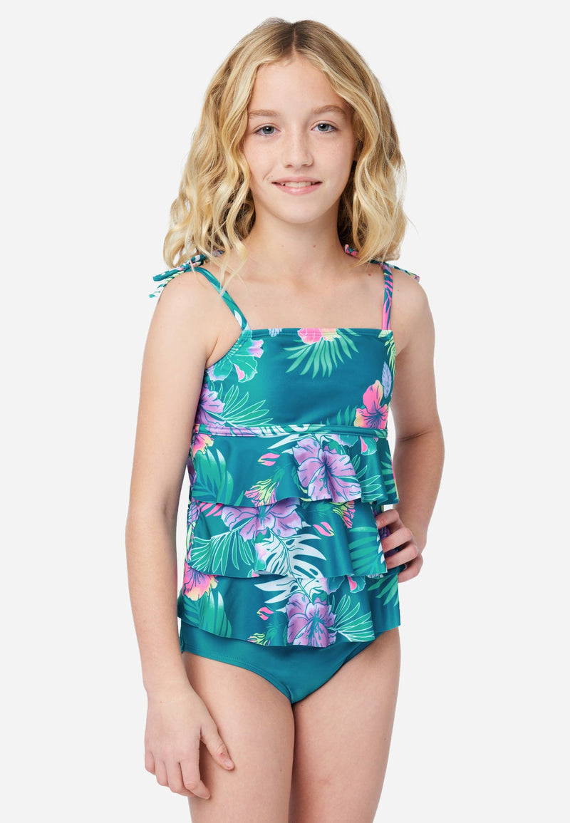Justice Girls 2 Piece Flounce Top Bikini Swimsuit, Size XL (16/18