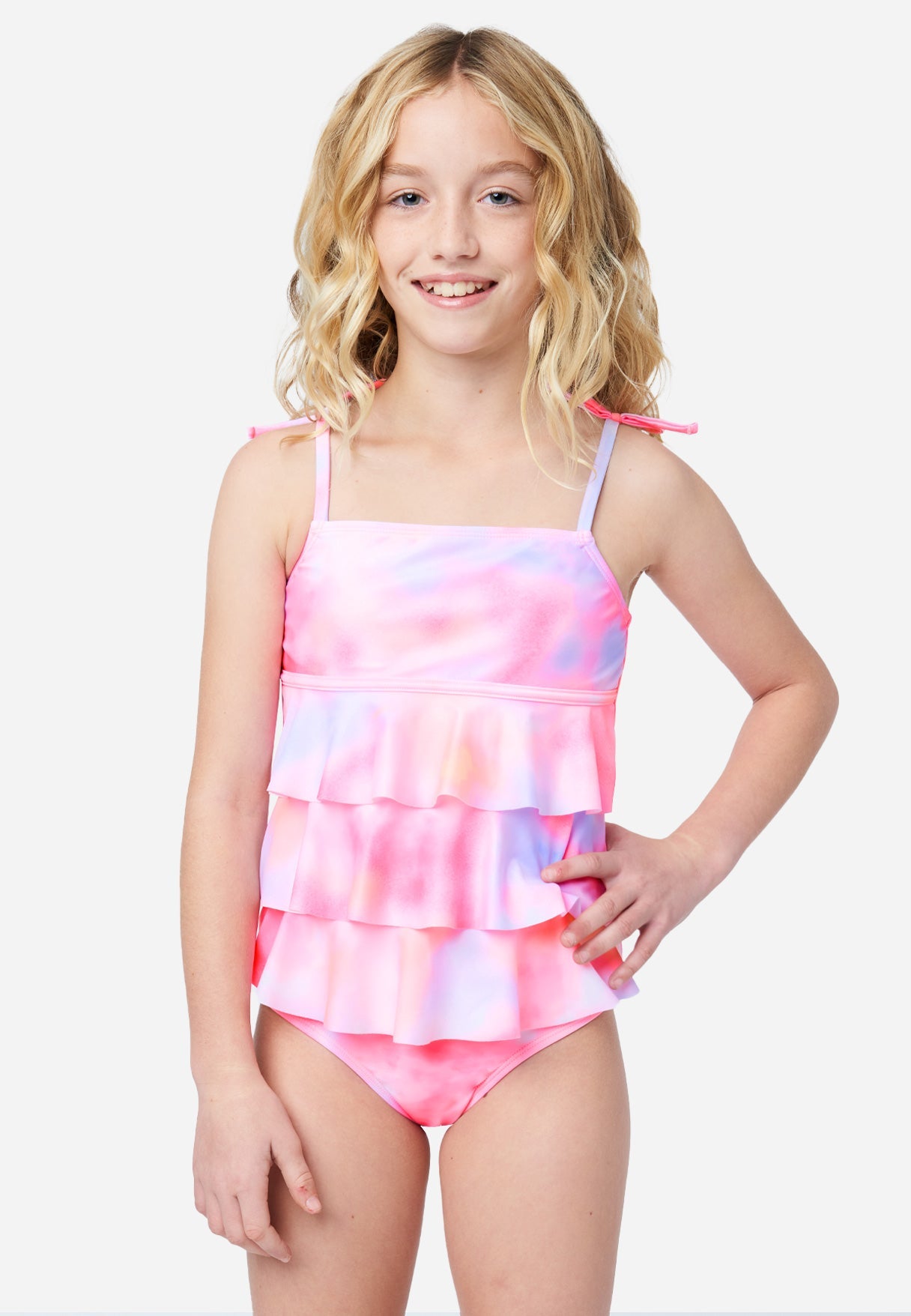Tie Dye Print Girls Swimsuits Set For Toddler Baby Girls With