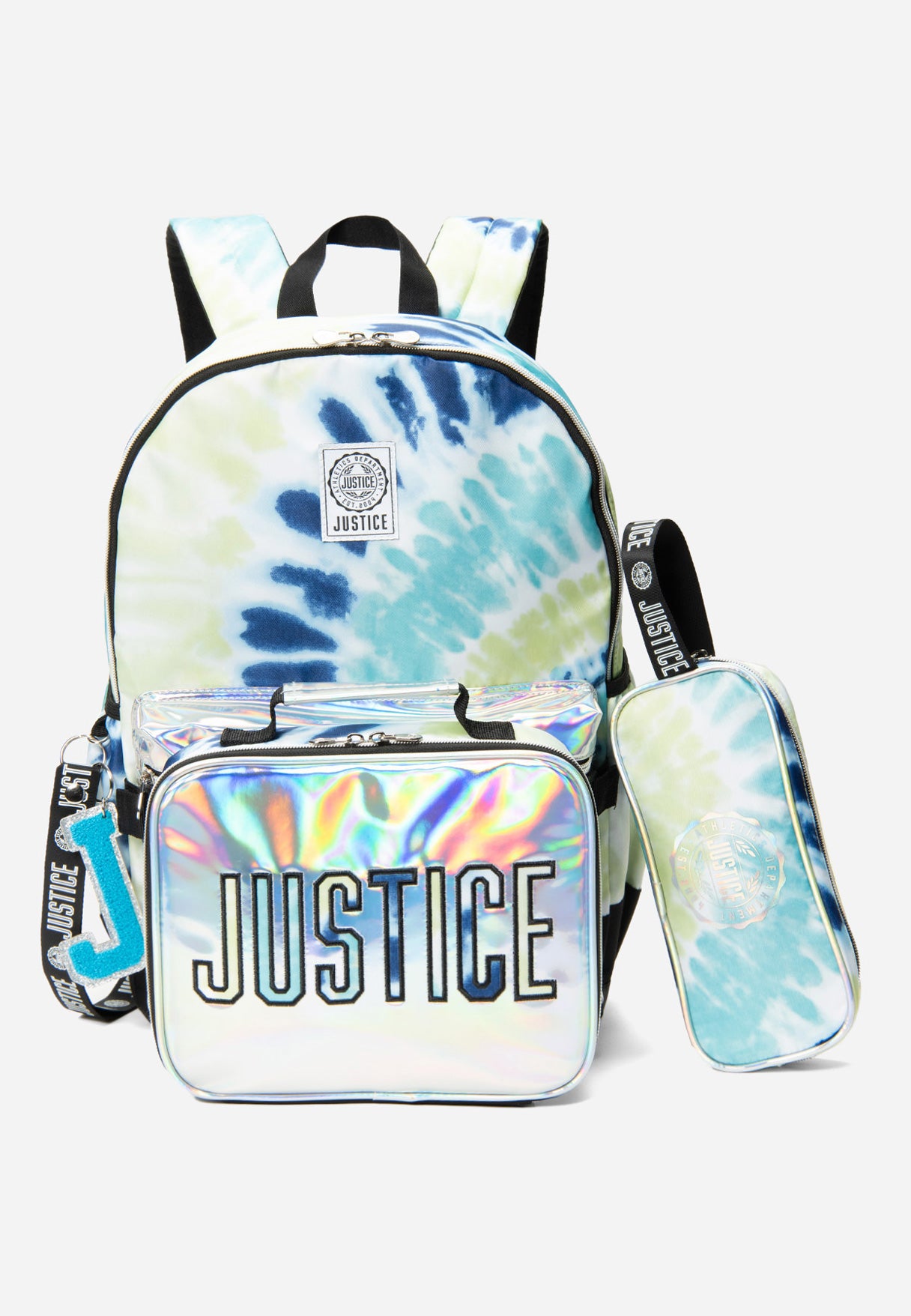 Justice Girl's Patterned Backpack Set in Cool Tiedye, Size One Size