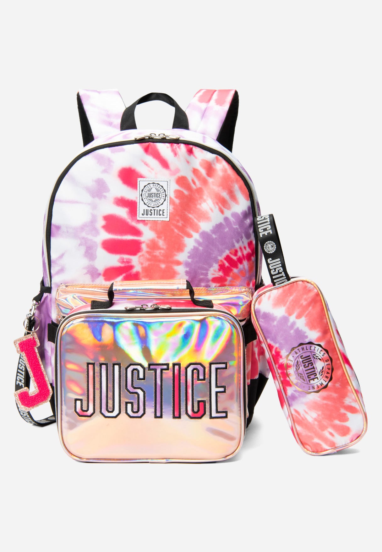 Justice Girl's Patterned Backpack Set in Warm Tiedye, Size One Size