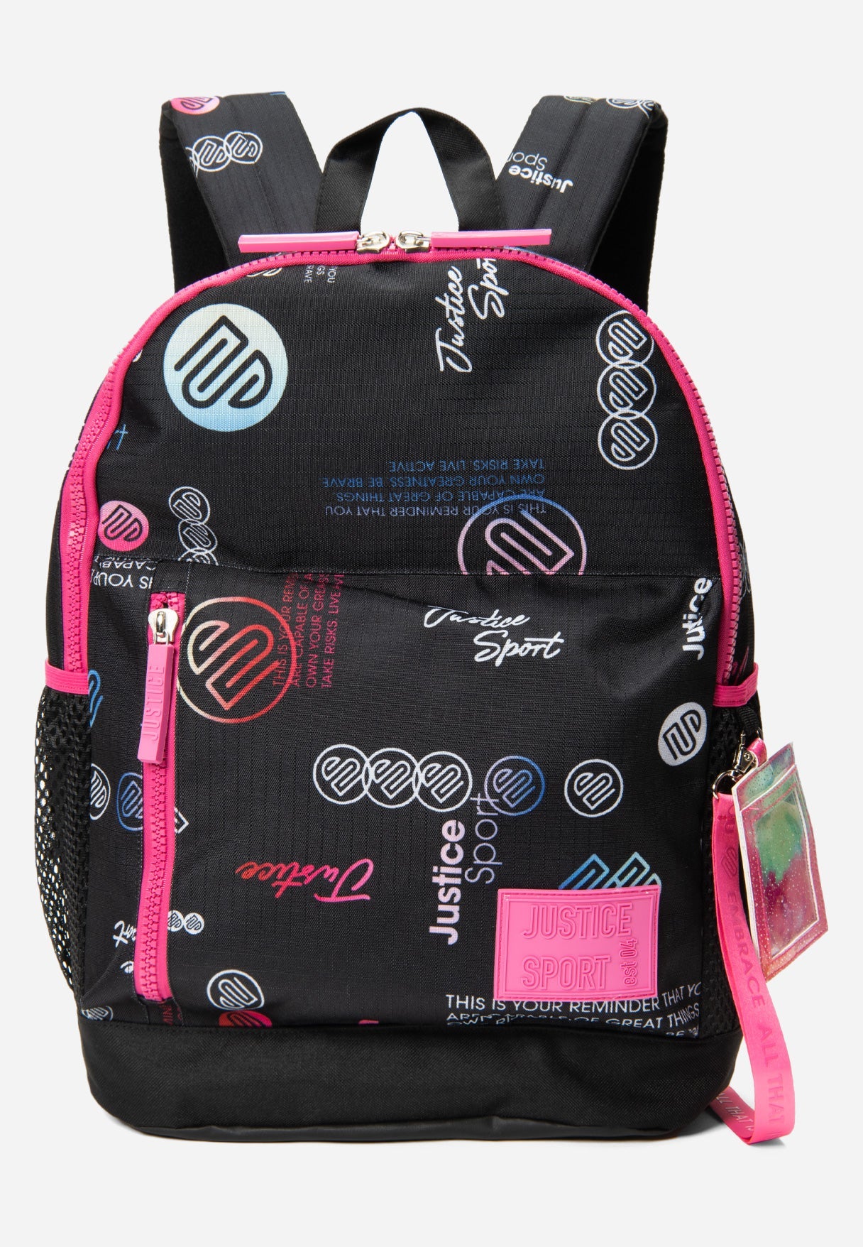 Justice Girl's J Sport Graphic Backpack in Rainbow, Size One Size