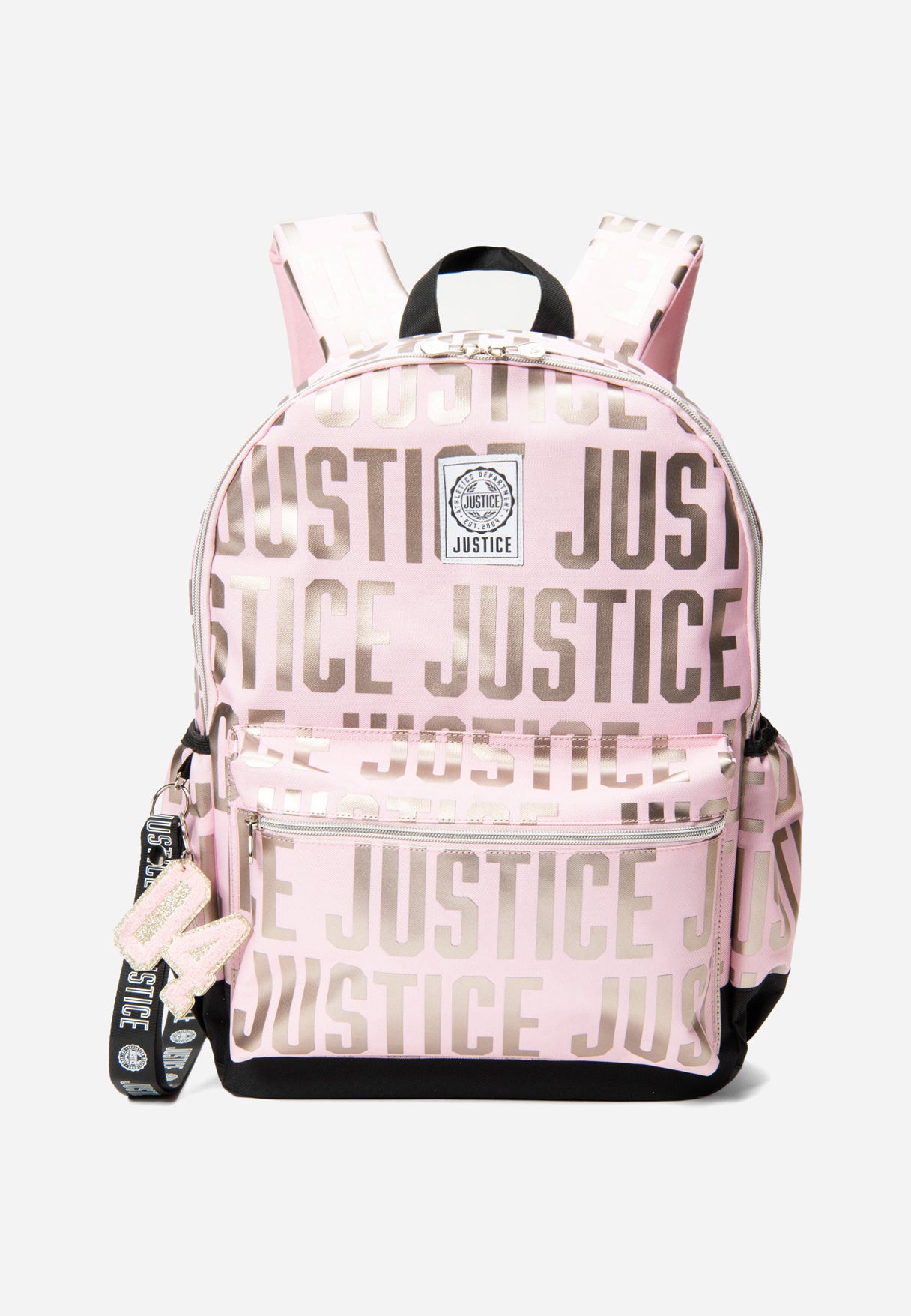 Justice Girl's Patterned Backpack with Lanyard in Pink, Size One Size