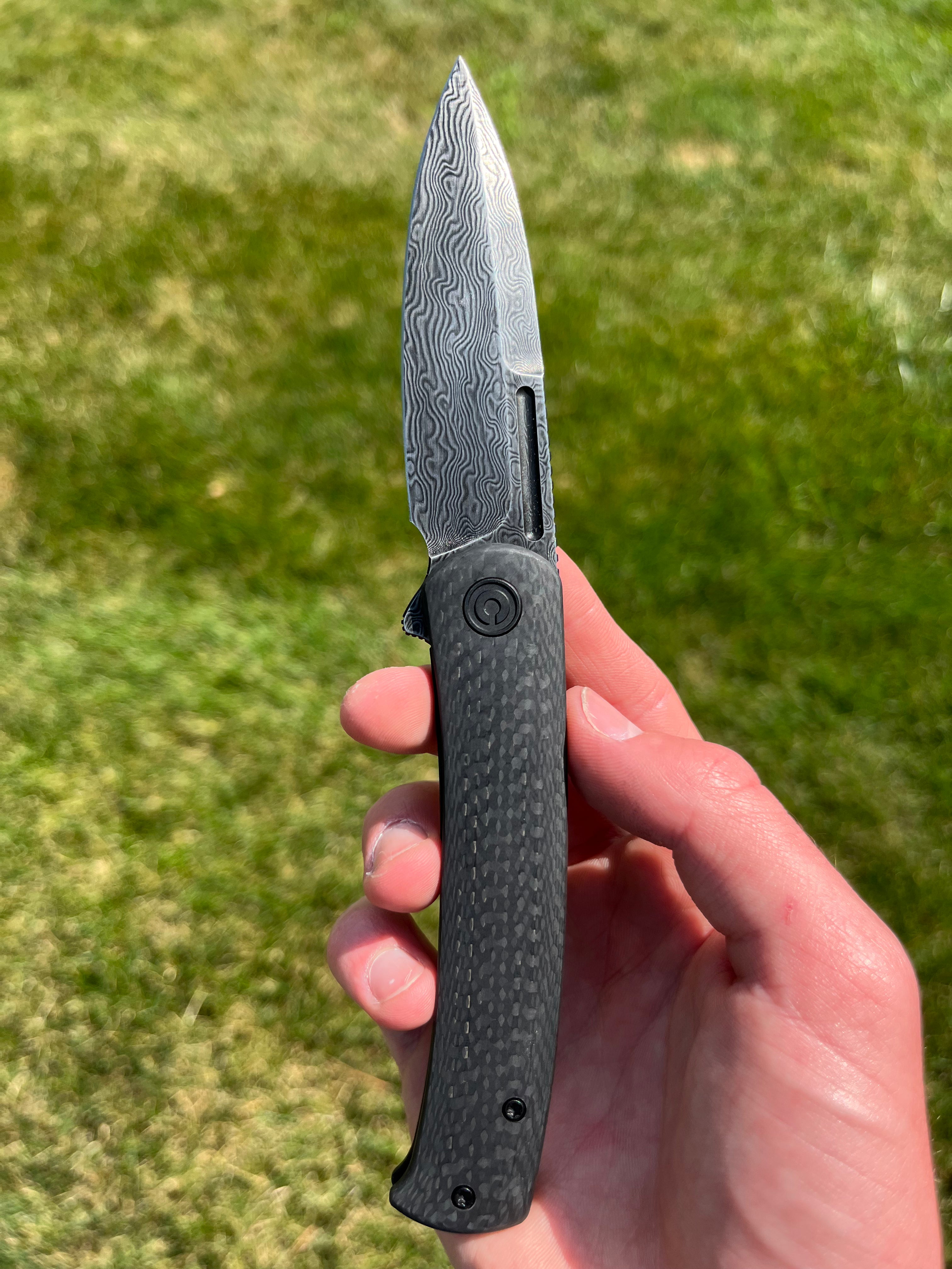 CIVIVI Cetos Frame Lock Knife Twill Carbon Fiber (3.48" Damascus) C21025B-DS1