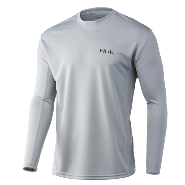 Huk Men's Vented Pursuit Long Sleeve Shirt, Medium, Oyster