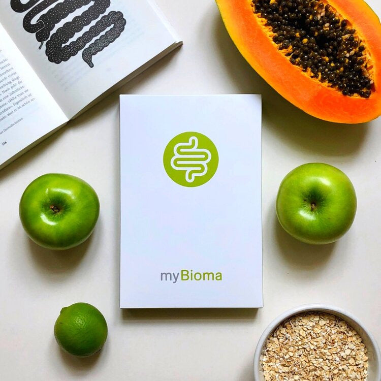 Book title myBioma green apples muesli papaya