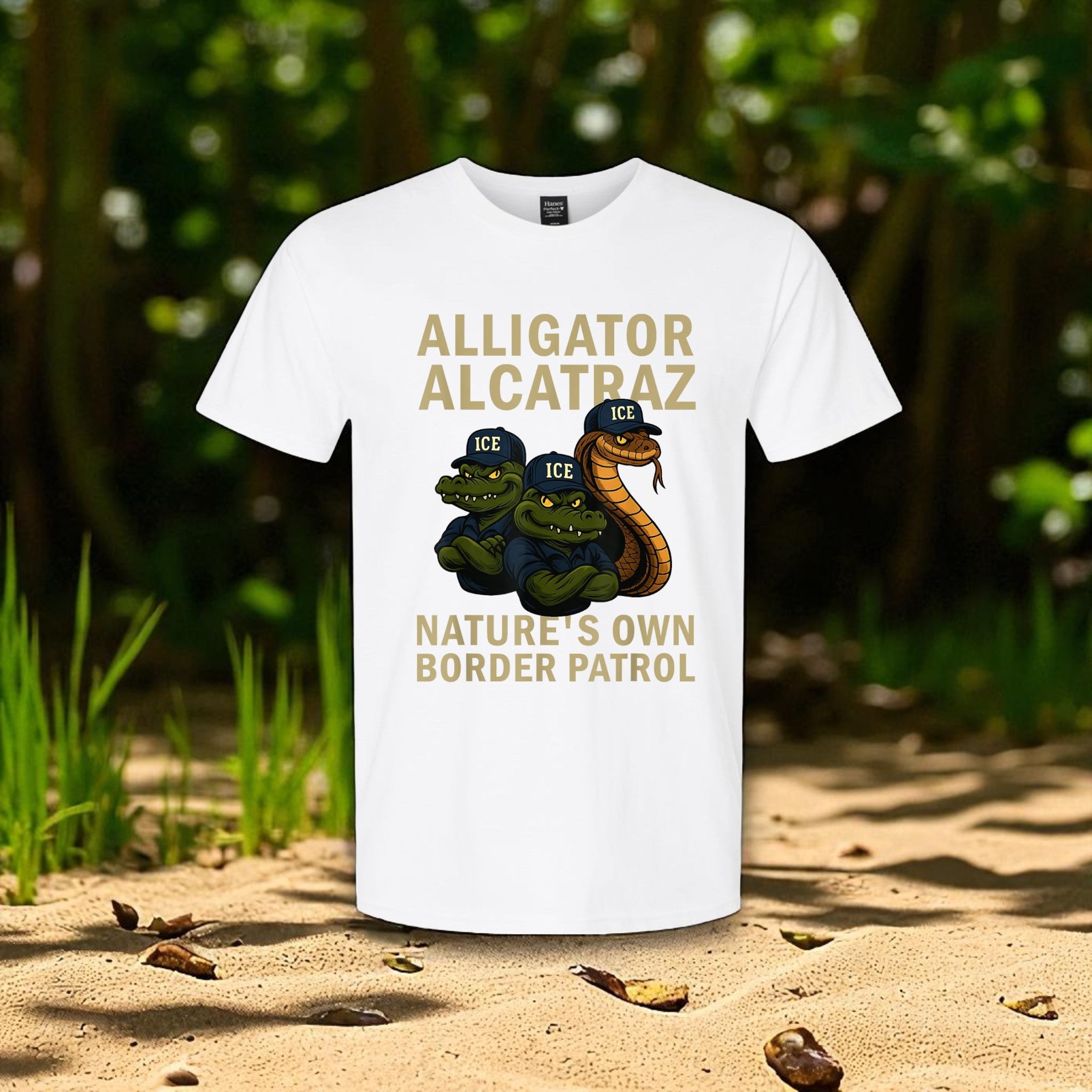 Alligator Alcatraz Ice Natures Own Border Patrol Unisex T-Shirt Printed Cotton S - Picture 10 of 15