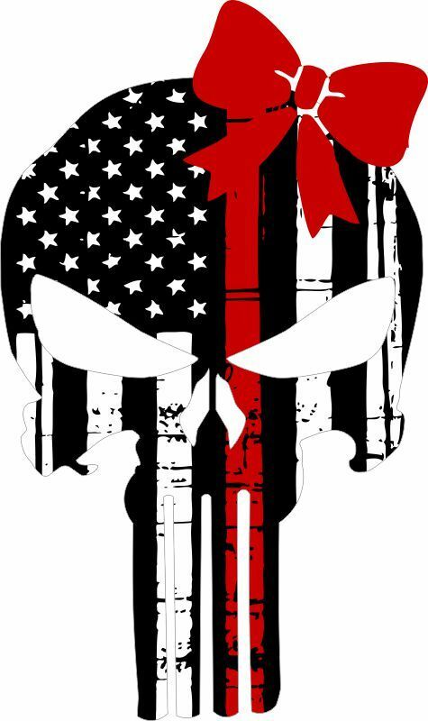 Thin Red Line Punisher Decal with EMS Star Exterior Window decal