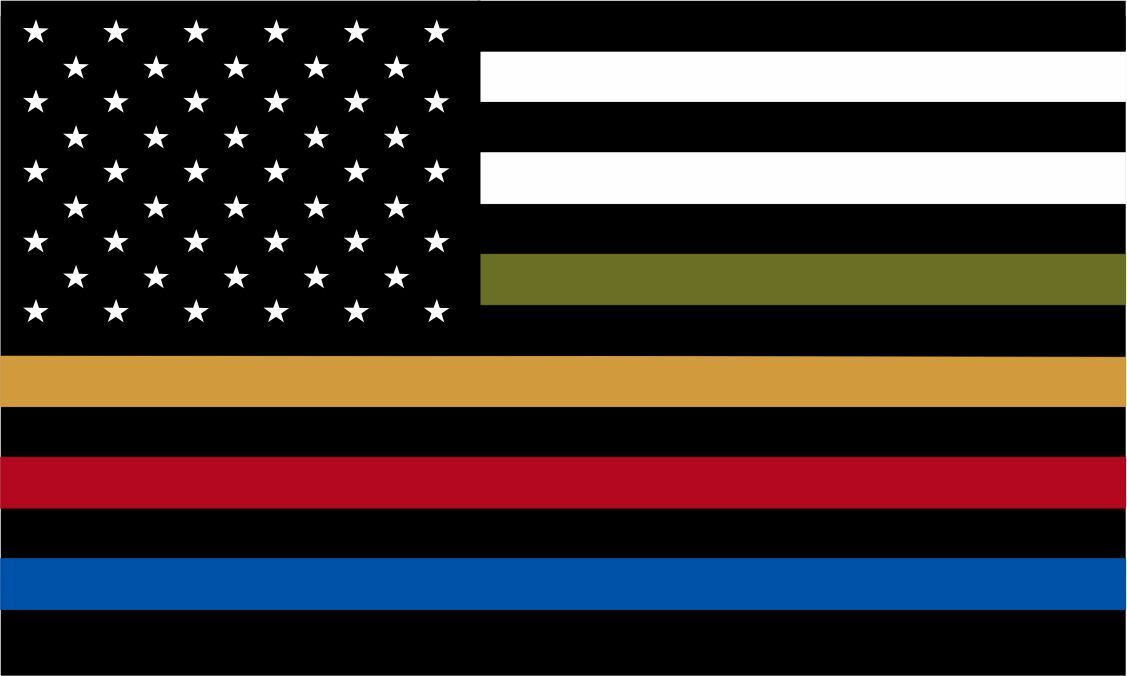 Thin Blue Line Decal - USA Flag with Red, Blue and Green Stripe