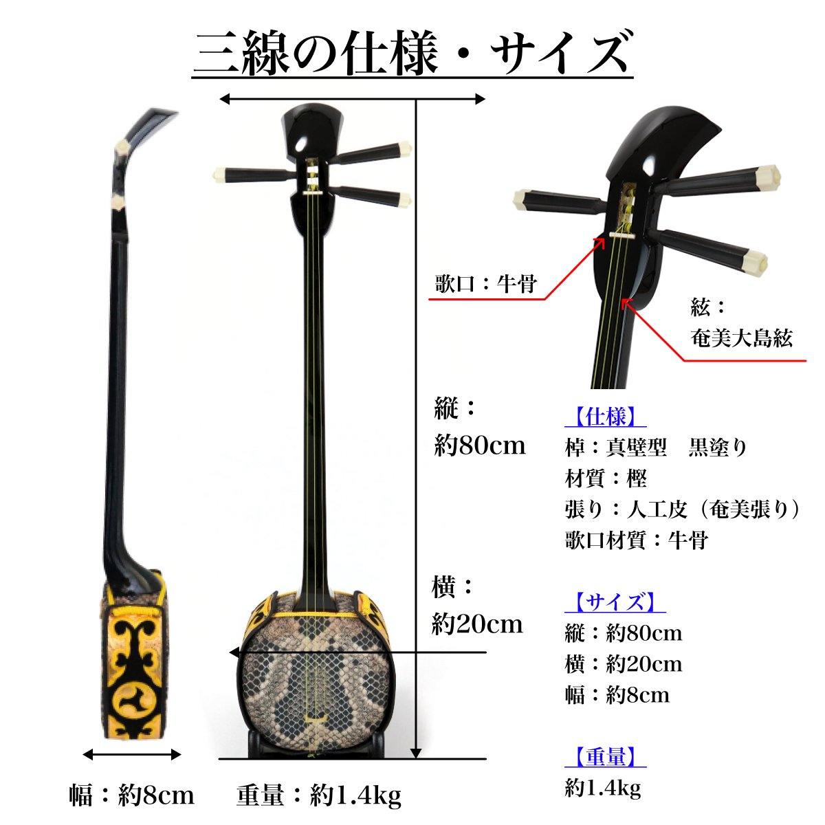 真壁型黒塗り 人工皮 奄美三線 – 米須三線店